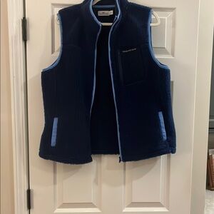 Vineyard Vines Dark Blue Fleece Vest with Sky Blue Edging